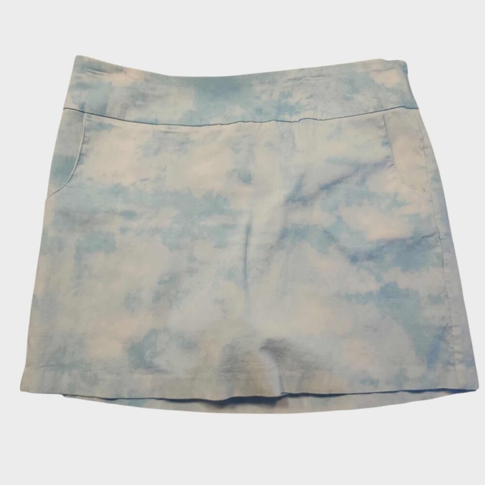 Zac & Rachel Skort Casual Golf Blue And White Watercolor Clouds Pockets Sz 12‎